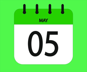 May 05th green calendar icon for days of the month