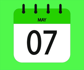May 07th green calendar icon for days of the month