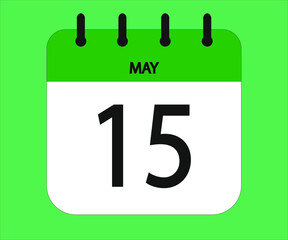 May 15th green calendar icon for days of the month