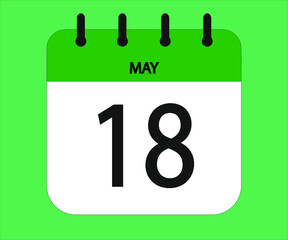 May 18th green calendar icon for days of the month