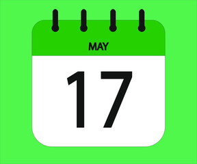 May 17th green calendar icon for days of the month