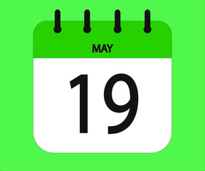 May 19th green calendar icon for days of the month