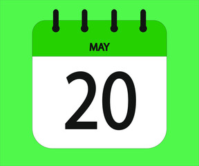 May 20th green calendar icon for days of the month