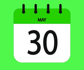May 30th green calendar icon for days of the month