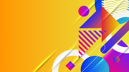Abstract colorful orange yellow shapes presentation background. Gradient dynamic lines background. Modern mosaic blue orange Colorful geometric design background