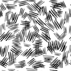 Seamless pattern with black pencil brushstrokes