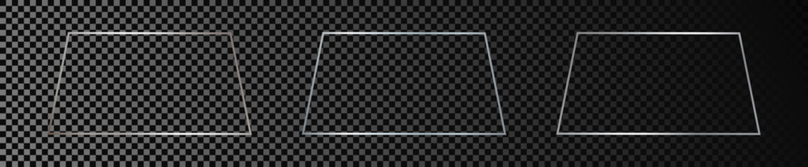 Silver glowing trapezoid shape frame