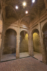 Fototapeta na wymiar Intimate view in Arab Baths in the Alcazar of Jerez de la Frontera