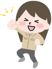 Obraz premium 作業着のジャケットを着たスタッフさん 