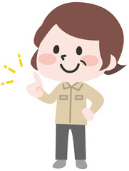 作業着のジャケットを着たスタッフさん 