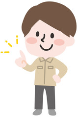 作業着のジャケットを着たスタッフさん 