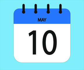 May 10th blue calendar icon for days of the month