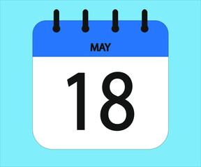 May 18th blue calendar icon for days of the month