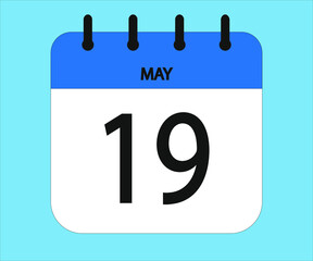 May 20th blue calendar icon for days of the month