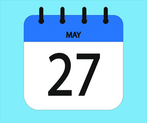 May 27th blue calendar icon for days of the month