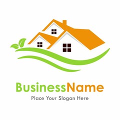 leaf house  vector logo design. Suitable for business, web, nature, real estate and building