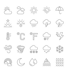 Weathers, season, meteorology, thin line icon set, vector illustration.
