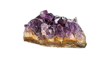 Amethyst Crystal Druse  macro mineral on white background