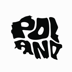 Poland map typography vector. Poland map lettering.