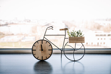 Black bicycle clock decoration