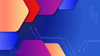 Fototapeta premium Abstract colorful shapes presentation background. Gradient dynamic lines background. Modern mosaic blue orange Colorful geometric design background