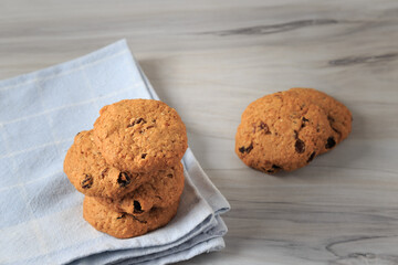 Oatmeal cookies with raisins, coconut and cinnamon.