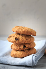 Oatmeal cookies with raisins, coconut and cinnamon.