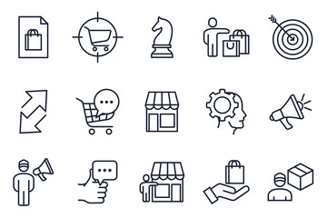 set of Marketing Strategy elements symbol template for graphic and web design collection logo vector illustration