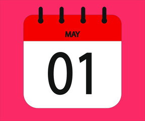 May 01th red calendar icon for days of the month