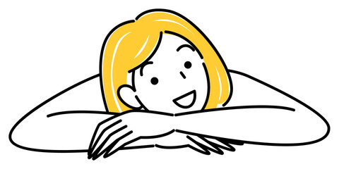 マッサージを受ける為うつ伏せに寝ている可愛い女性 シンプル イラスト ベクター