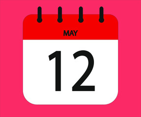 May 12th red calendar icon for days of the month