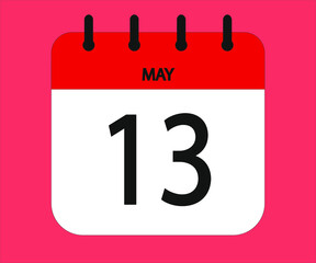 May 13th red calendar icon for days of the month