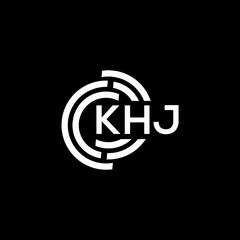 KHJ letter logo design on black background. KHJ creative initials letter logo concept. KHJ letter design.