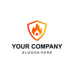 Obraz premium Shield fire logo vector. Firefighter department logo 