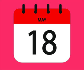 May 18th red calendar icon for days of the month