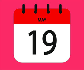 May 19th red calendar icon for days of the month