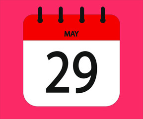 May 29th red calendar icon for days of the month