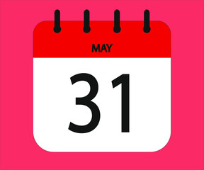 May 31th red calendar icon for days of the month