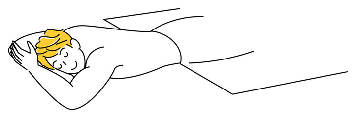 マッサージを受ける為うつ伏せに寝ている可愛い男性 シンプル イラスト ベクター