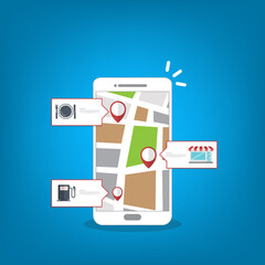 Store locator tracker app. Mobile gps navigation.	