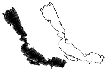 Ekeron or Ekero island (Kingdom of Sweden) map vector illustration, scribble sketch Ekerön map - obrazy, fototapety, plakaty
