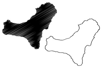 El Hierro island (Kingdom of Spain, Canary Islands) map vector illustration, scribble sketch Isla del Meridiano map