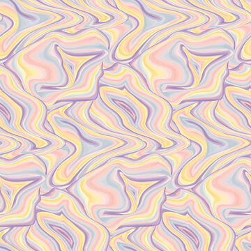 Seamless pattern with surreal streaks of paint, acrylic or oil. Abstract background with striped layered texture in pastel candy colors. Trendy print in psychedelic style. Vector illustration.