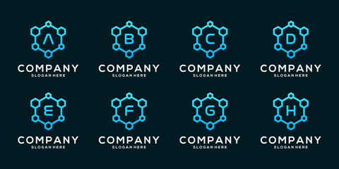 Set of monogram abstract letter logo with dot connection