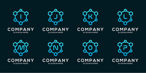 Set of hexagon tech letter logo