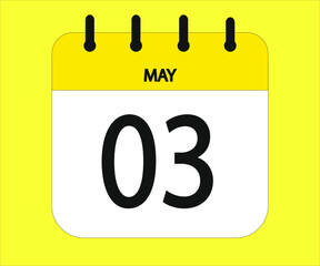 May 03th yellow calendar icon for days of the month