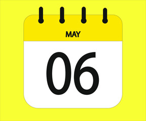 May 06th yellow calendar icon for days of the month