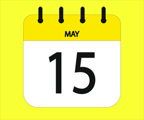 May 15th yellow calendar icon for days of the month