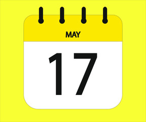 May 17th yellow calendar icon for days of the month