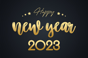 2023 Happy New Year in golden design, Holiday greeting card design